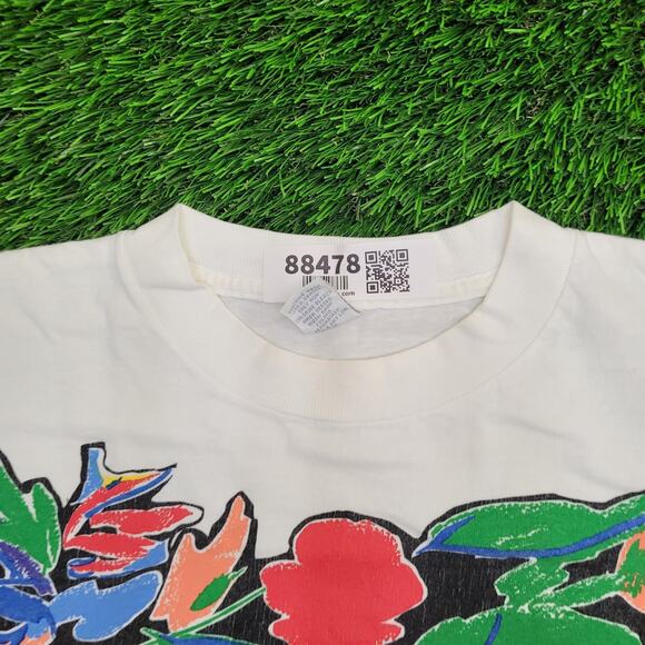 Vintage Land's End Abstract Floral Art Shirt Womens Medium 22x28 Oversized USA - Picture 2 of 12